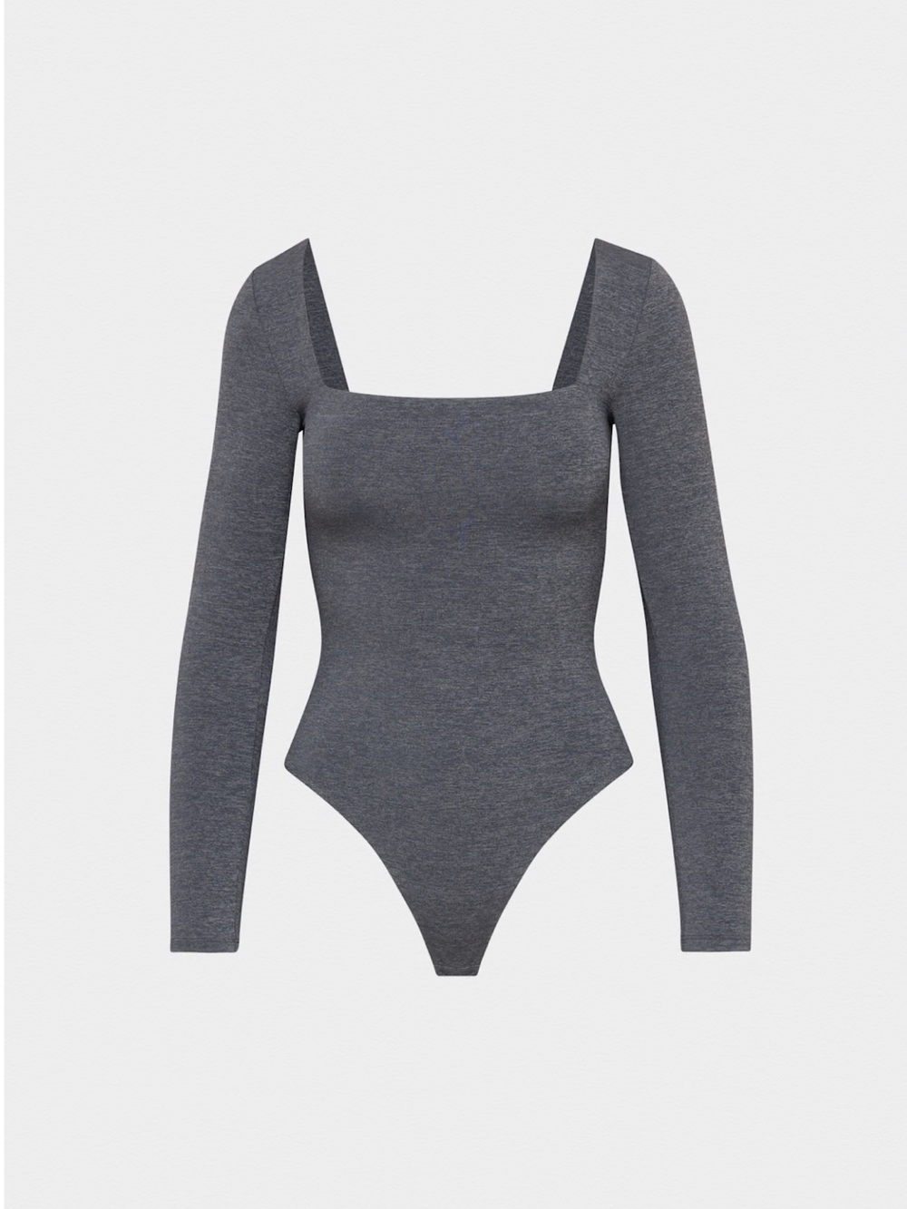 Aritzia Long Sleeve Square Neck Bodysuit - Charcoal Gray